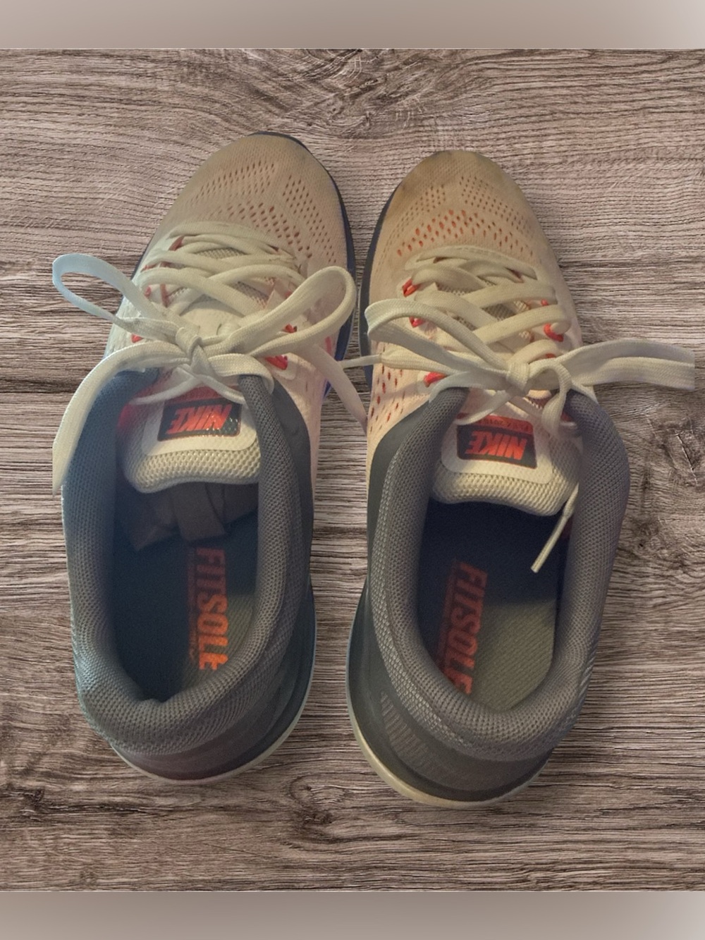 Nike White and Coral Knit Training Sneakers - Picture 6 of 9